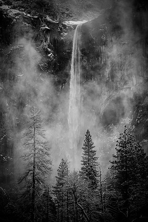 Bridal Veil Falls, Yosemite, B+W #2