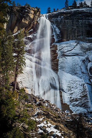 Nevada Falls with Ice in Winter