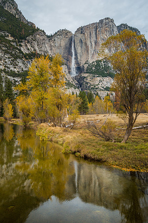 Upper Yosemite Falls Reflection in Fall