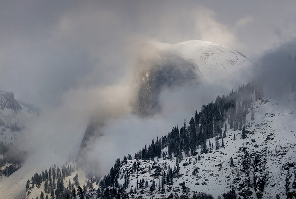 Half Dome with a Clearing Winter Storm at Sunset, Yosemite #1