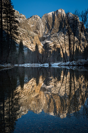 Upper Yosemite Falls reflection from Swinging Bridge #2