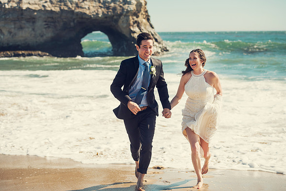 Bride and Groom running