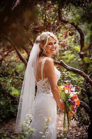 Bride in Forest at Jackson Hole Wedding