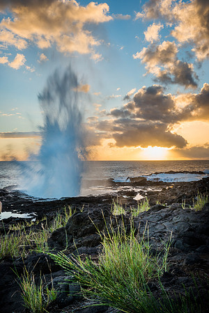 Spouting Horn at Sunset, Hawaii
