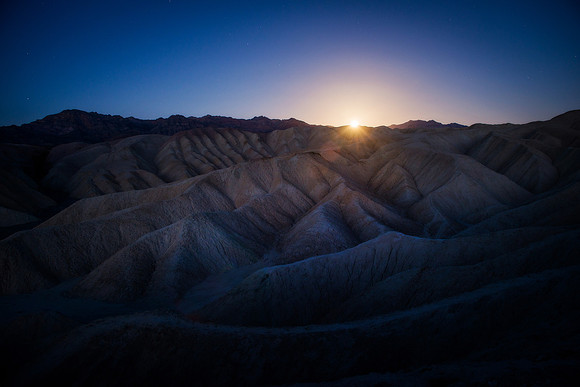 Full moon rising near Zabriskie Point, Death Valley