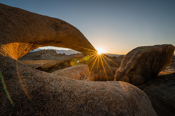 Sunrise at the Mobius Arch, Alabama Hills, CA.